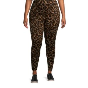 Terra & Sky animal print jeggings pull on pants black brown